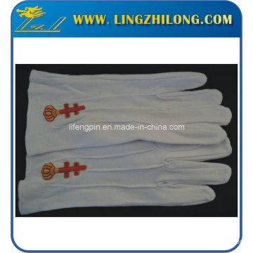 Masonic Embroidery Logo White Cotton Gloves